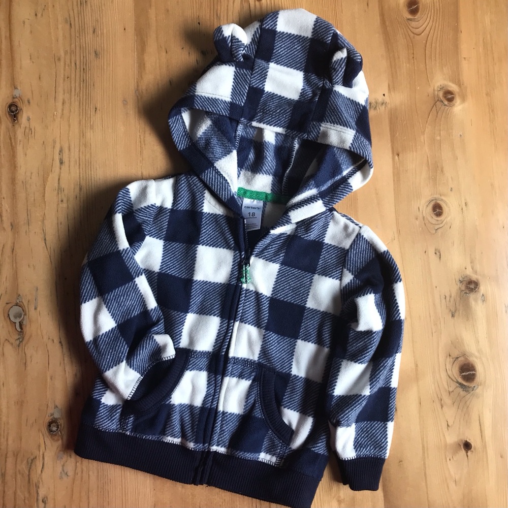 Carter’s 18 mo navy & white check fleece jacket